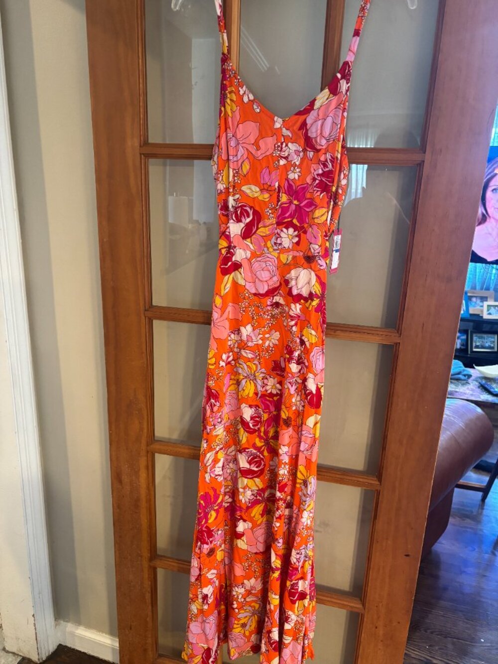 Vince Camuto Women's Floral Print Maxi Dress orange SZ: XL